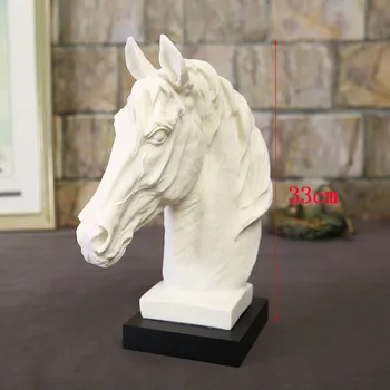 

White Sandstone Horse Head Statue Ornaments Home Living Room or Bedroom Decoration Geometric Accessories Gift Sculpture Resin