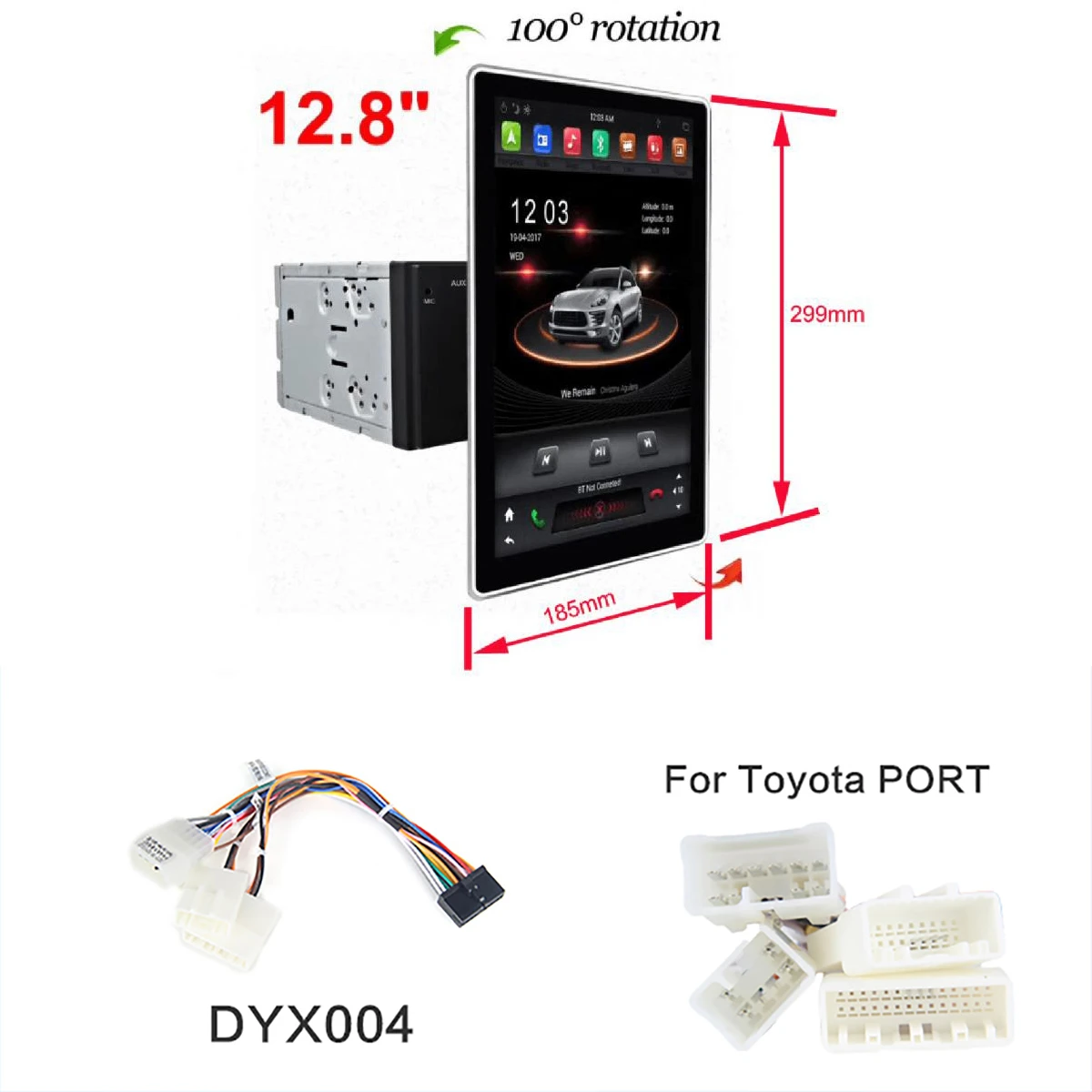 180 ° 1080P 1920*1080 12," PX6 ips Android 8,1 ram 4 Гб 32 ГБ Автомобильный dvd-плеер gps RDS радио Wifi Bluetooth 4,2 2 Din для универсальных - Цвет: Toyota