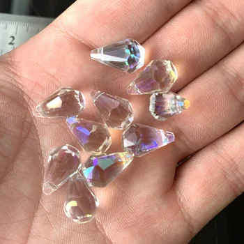 

10Pcs Aurora Glass Bead Bowling Faceted Chandelier Part Charm Bottle Spacer Beads DIY Pendant Crystal Prism