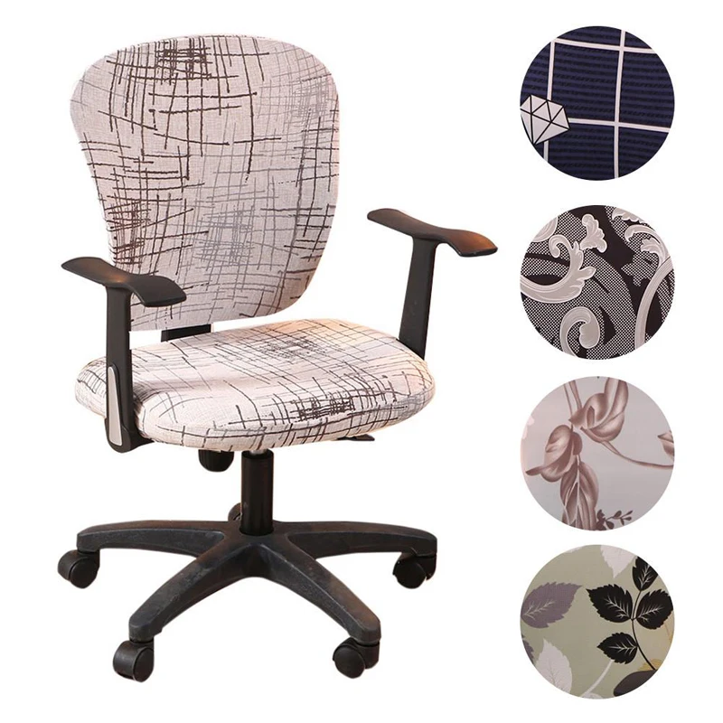 2 шт. эластичный полиэфирный чехол для вращающегося стула анти-грязный чехол для офисного компьютерного стула домашний текстиль
