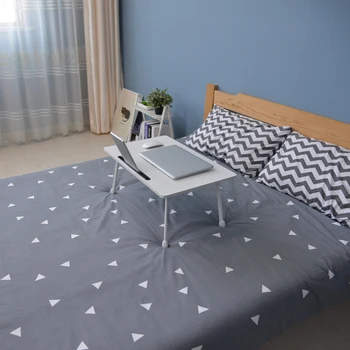 

【US Warehouse】Folding Laptop Desk for Bed with Slot 60*36*28CM M1#Z White（Computer Desk Table）