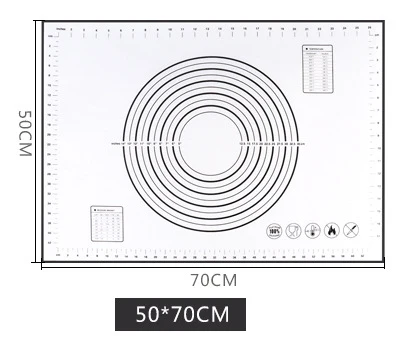 50x70cm Black Многоразовый силиконовый коврик для выпечки Эко-коврик для раскатки теста большой антипригарный коврик для духовки Кондитерские аксессуары инструменты новые - Цвет: 50x70cm Black