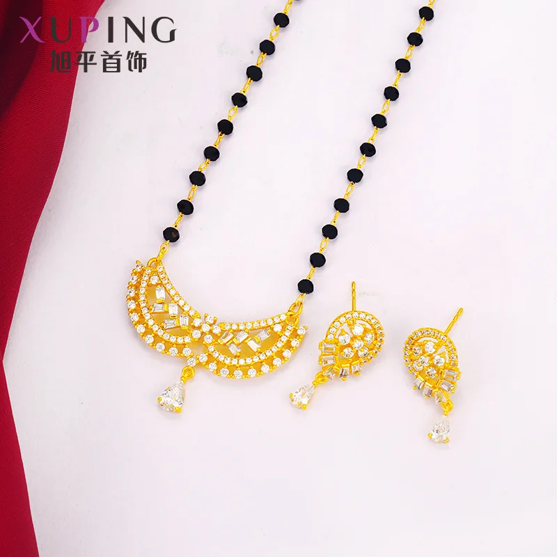

Xuping jewelry Faux Golden-Style Europe And America Zircon Necklace Earrings Set Manufacturers Hot Sales Hot Selling Set