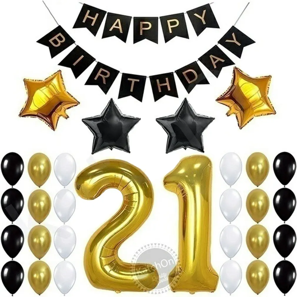 21 years old Цифровой алюминиевый пленочный воздушный шар для вечеринки на день рождения фоновое украшение штамповка рыбьего хвоста флаг Потяните цветок набор - Цвет: 21 years old