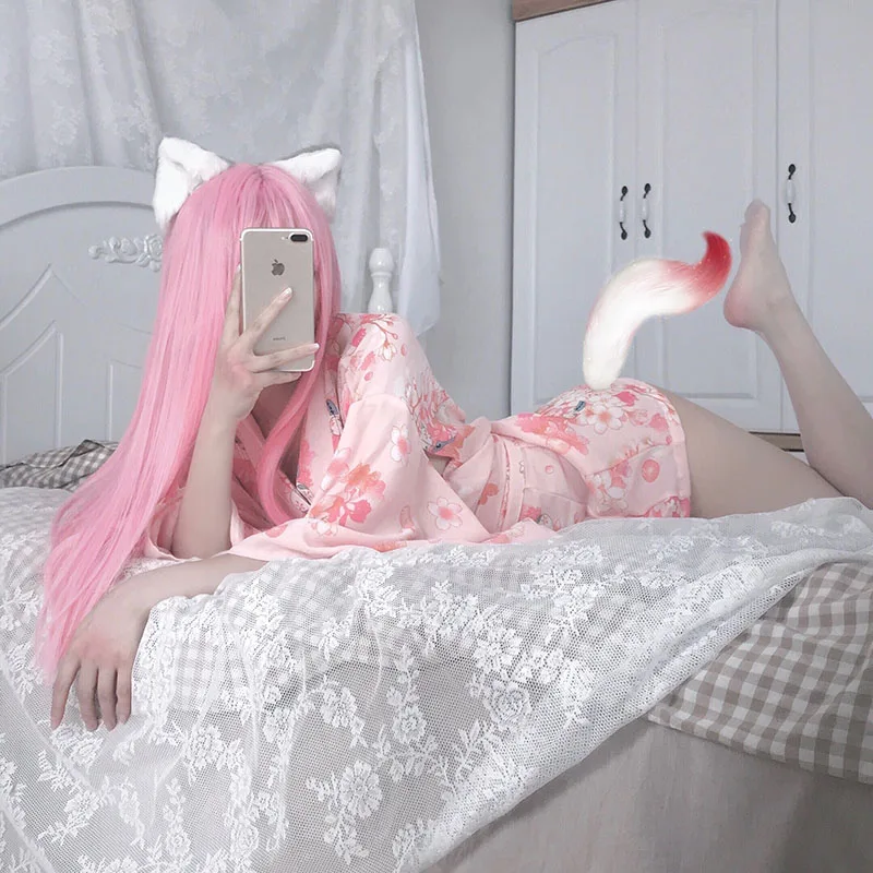 Women Lingerie Women Lingerie Set Women Cosplay Costume Girl Sexy Lingerie Nightgowns Clothes Party Kimono Dress Woman Sakura Japanese Style Geisha Costume Sexy Bathrobe Yukata Pajamas