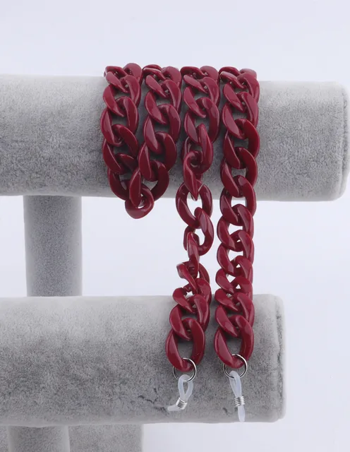 New Fashion Acrylic Glasses Chains Holder Cord Reading Sunglasses Chain Women Largands Eyeglasses Hanging Neck Chain Strap Rope wine red