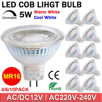 

COB led spotlight 5W MR16 Led Lights 220V Dimmable COB Led Bulb Warm White Cold White 12V Lamp Bulbs Lampada Dimming Light D40