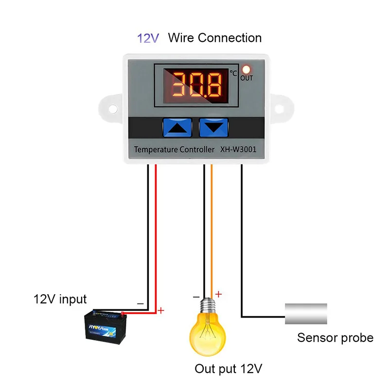 XH-W3001 W3001 контроллер температуры цифровой светодиодный микрокомпьютер переключатель термометр терморегулятор 12 В 24 В 220 В W3001 термостат