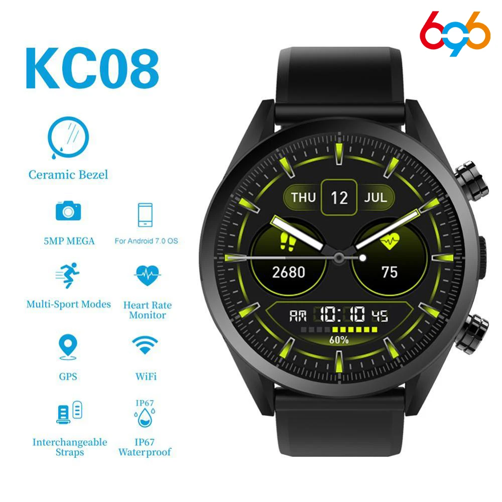 696 KC08 новые модные мужские 4G Смарт-часы 5MP HD камера gps 610Mah Большая емкость батареи
