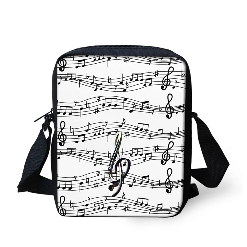 Women Casual Messenger Bags Retro Musical Notes Printed Small Crossbody Bag for Girl Boy 3D Animal Shoulder Mini Bag