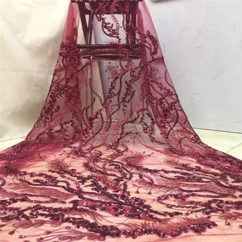 

Embroidered Lace Fabric Applique Bridal Wedding Dress Tulle French African Fabrics Sequins Lace Fabric