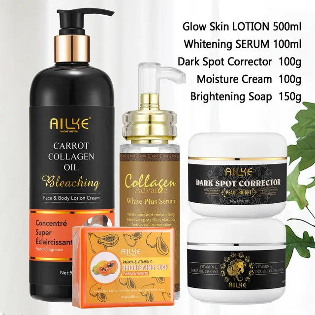 AILKE Bleaching Whitening Anti-Falten-Lotion-Creme, für Gesicht, Körper, mit Nikotinamid-Glutathion, riesige Flasche 500 ml/16,9 oz