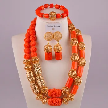 

orange coral necklace jewelry set african wedding beads nigerian beads jewelry set