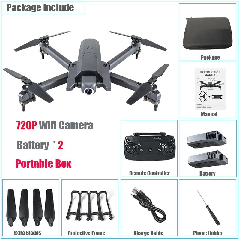 Радиоуправляемый квадрокоптер мини-Дрон с камерой HD 4K Wifi FPV Вертолет Складные Игрушки двойная камера Оптическое позиционирование потока Дрон мВ съемка - Цвет: 2 Battery 720P B
