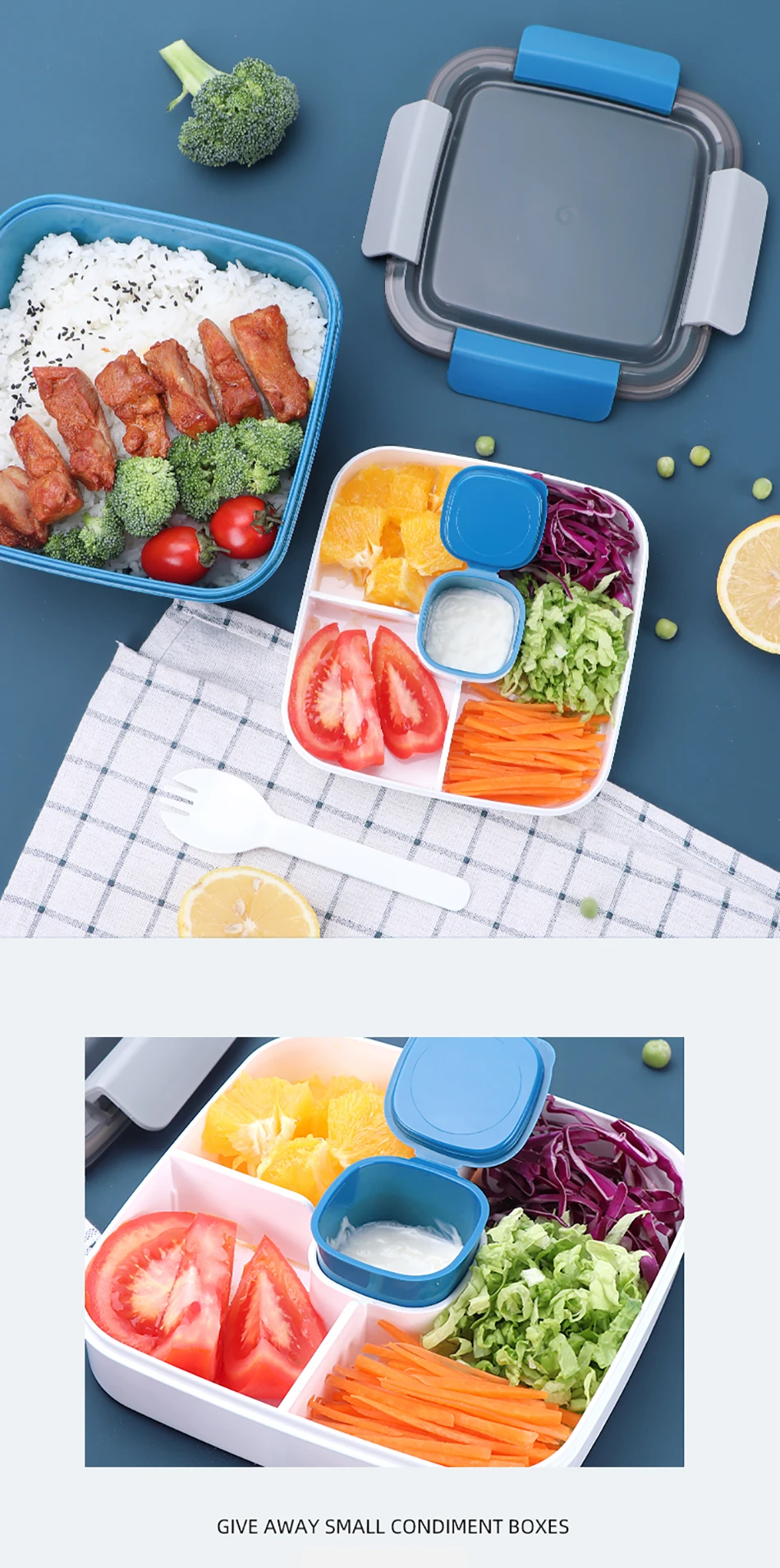 ONEUP разогреваемый Ланч-бокс для детей, школьный с отделениями, кухонный пищевой контейнер, можно использовать в микроволновой печи, Bento box, японский стиль