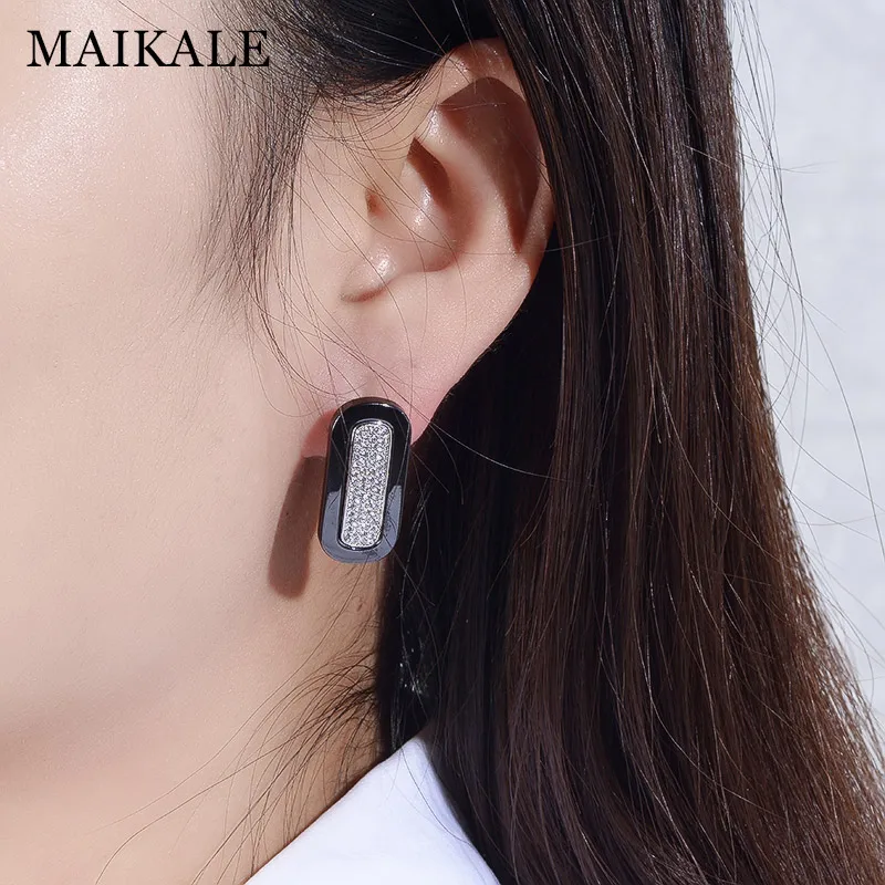 Женские квадратные серьги MAIKALE большие медные с золотым покрытием и кубическим