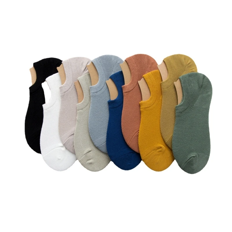 

Summer Thin Socks Mesh Shallow Mouth Invisible Socks Silicone Non-slip Deodorant Cotton Boat Socks 5 Pairs