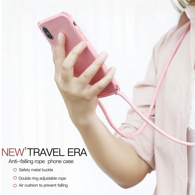 

Candy Color Protective Phone Case Crossbody Necklace Cord Lanyards with Rope for iPhone 11pro max X 6 7 Plus 8 Plus XR XS MAX XS