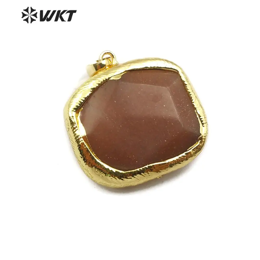 WT-P1468 кулон из натурального камня клубника камень/Амазонит/метист камень с золотой Гальванизированный модные подвески, ювелирные изделия
