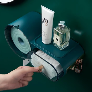 

Toilet Tissue Box Wall-mounted Roll Box Paper Holder Dust-proof Storage Rack Bathroom Face Towel Cosmetic Cotton Storage Box