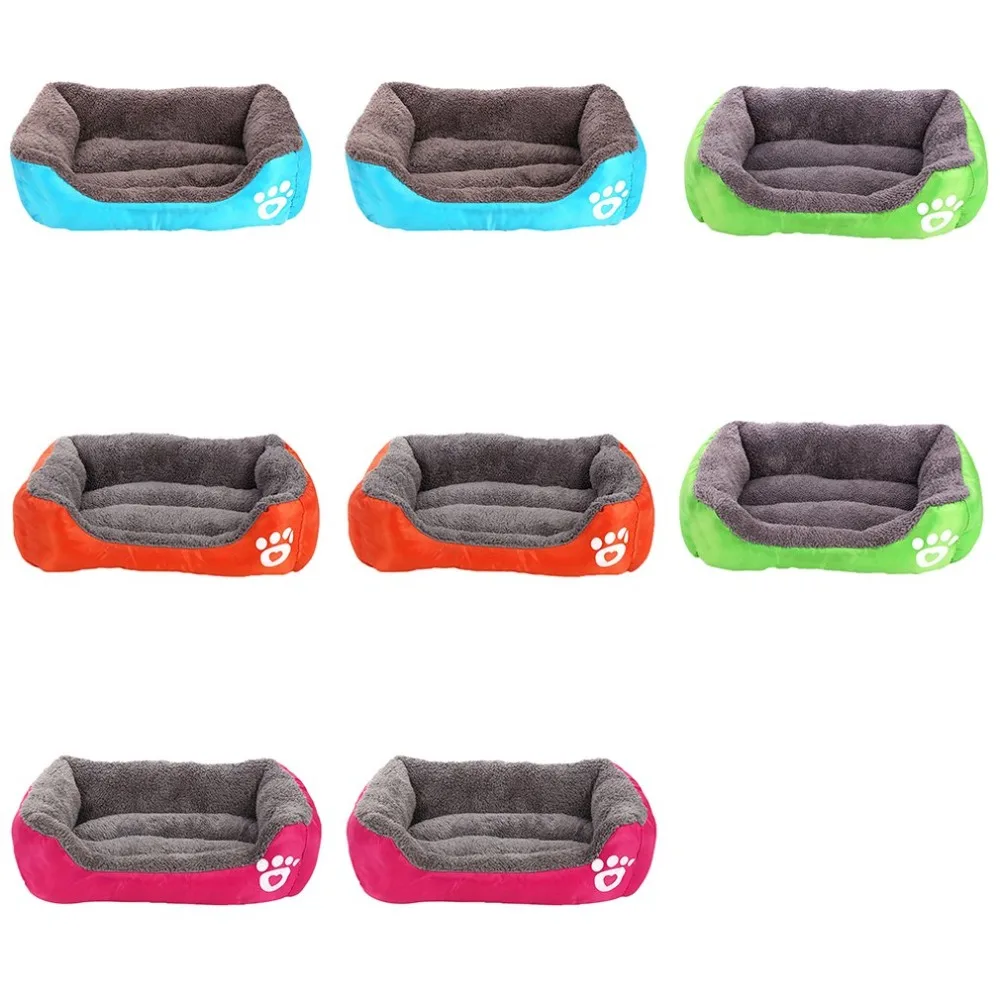 Autumn And Winter Footprints Design Cotton Velvet Pet Nest Fossa Candy Color Square Mat Pet Supplies
