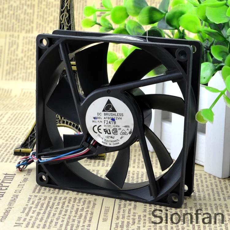 Для Delta 9225 DC12V 0.6A AFB0912VH 4-проводной ШИМ-вентилятор охлаждения работает |