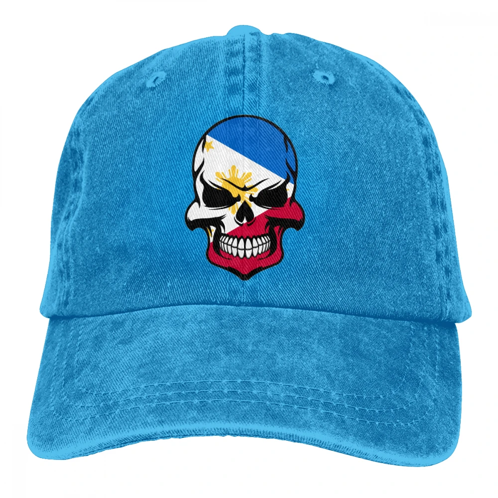 Filipino флаг череп Casquette черный унисекс Мужские Женские джинсовые бейсболка с ремешком кепки Регулируемый Гольф папа шляпа