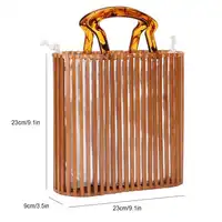 Handles Purse Beach Bag Bamboo Handbag Makeup Travel Shopping with Acrylic Handle for Holiday Mobile phone Wallet 2