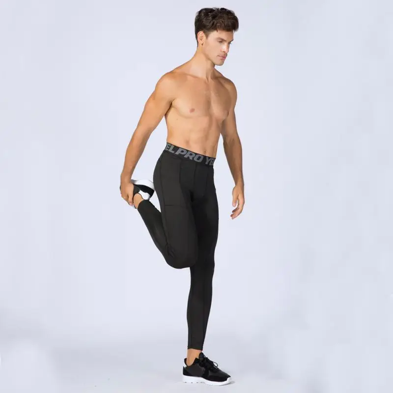 

Men Sports Tights Running Training High Elastic Fitness Panties Quick-Drying New Bottoming Stitching Pants HOT
