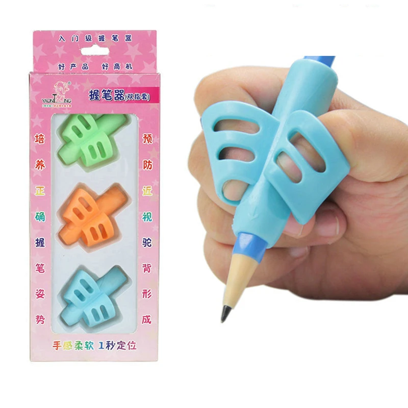 Creative Finger Grip Silicone Kid Baby Pen Pencil Holder Help Learn Writing Tool 