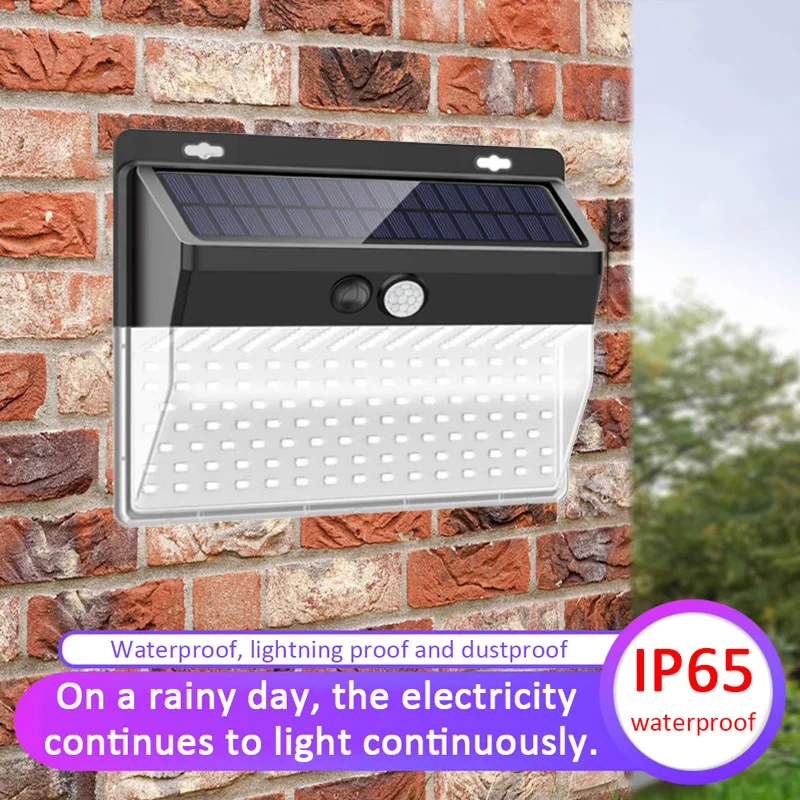 

136/206 LED Solar Light Outdoor Solar Lamps PIR Motion Sensor Wall Lamp IP65 Waterproof Garden Street Light Solar Powered Lights