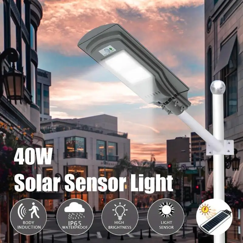 

20W 40W 40/80LED Solar Motion Sensor Street Light Waterproof Garden Light