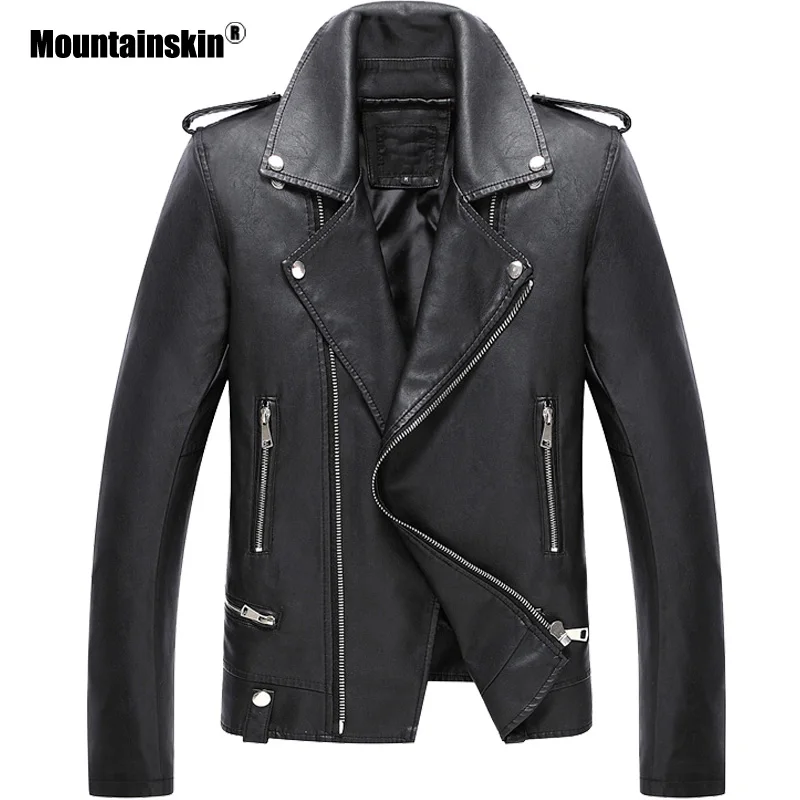 Mountainskin, новинка, мужская кожаная куртка, осенняя, крутая, мужская, модная, искусственная кожа, пальто, мужская, короткая, мотоциклетная, кожаная куртка, брендовая одежда, SA792