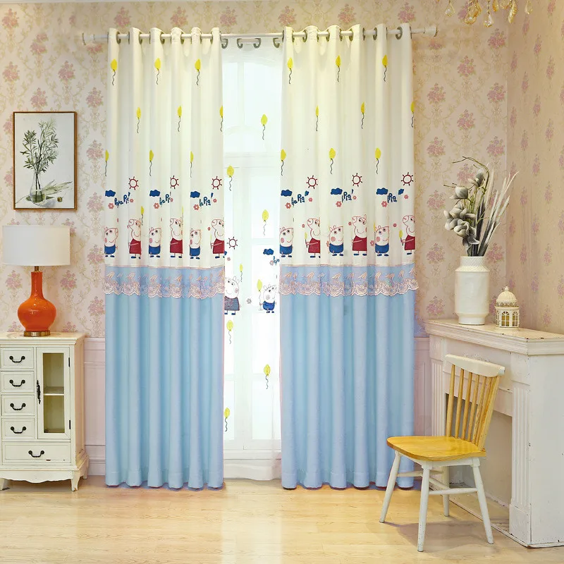 Blue Pink Cartoon Children Curtains For Living Room Kids Blackout Customized Finished Sheer Curtains For Baby Girls Bedroom Curtains Aliexpress
