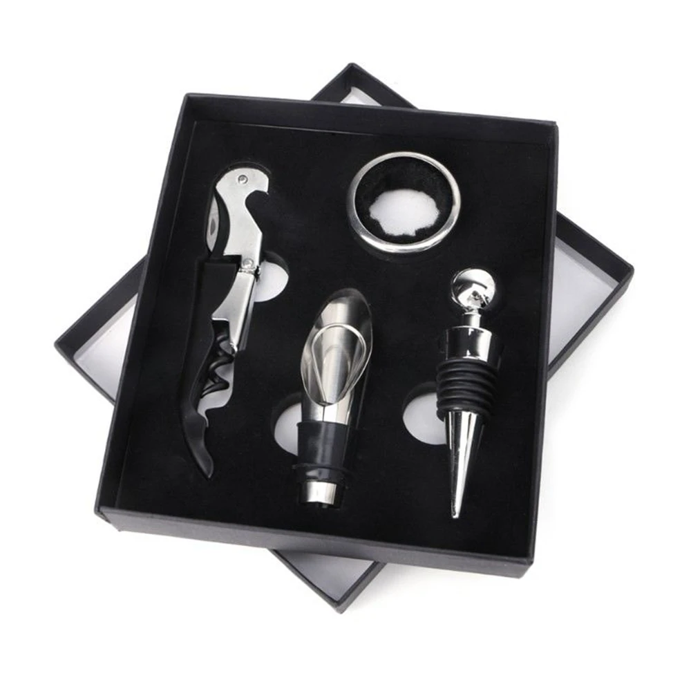 Stainless Steel Wine Tool Gift Set Bottle Opener Corkscrew Stopper Pourer 4pcs Set Without Box Yyy9493 Openers Aliexpress