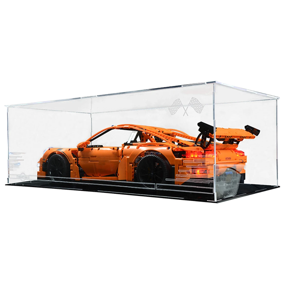 

Building Block Acrylic Display Box Dustproof Show Box For 911 42056 - Transparent Type Black Bottom(Display Box Included Only)