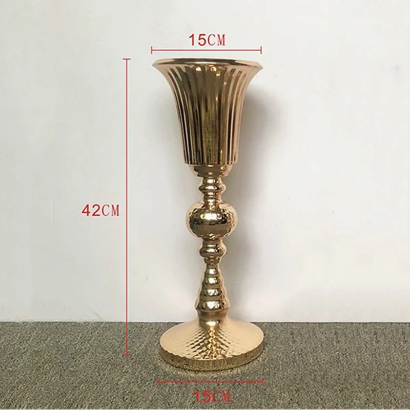 10 PCS 42 CM height 10 шт./партия вазы золотистого цвета дорожный свинец искусственный цветочный горшок Цветочная колонна-подставка свадебный стол для украшения дома на Рождество - Цвет: 10 PCS 42 CM height