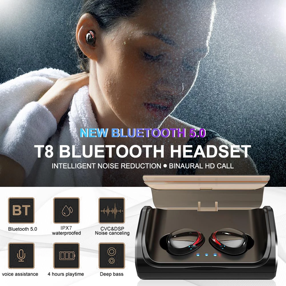 T8 Мини Bluetooth 5,0 сенсорное управление Беспроводные наушники с зарядным устройством