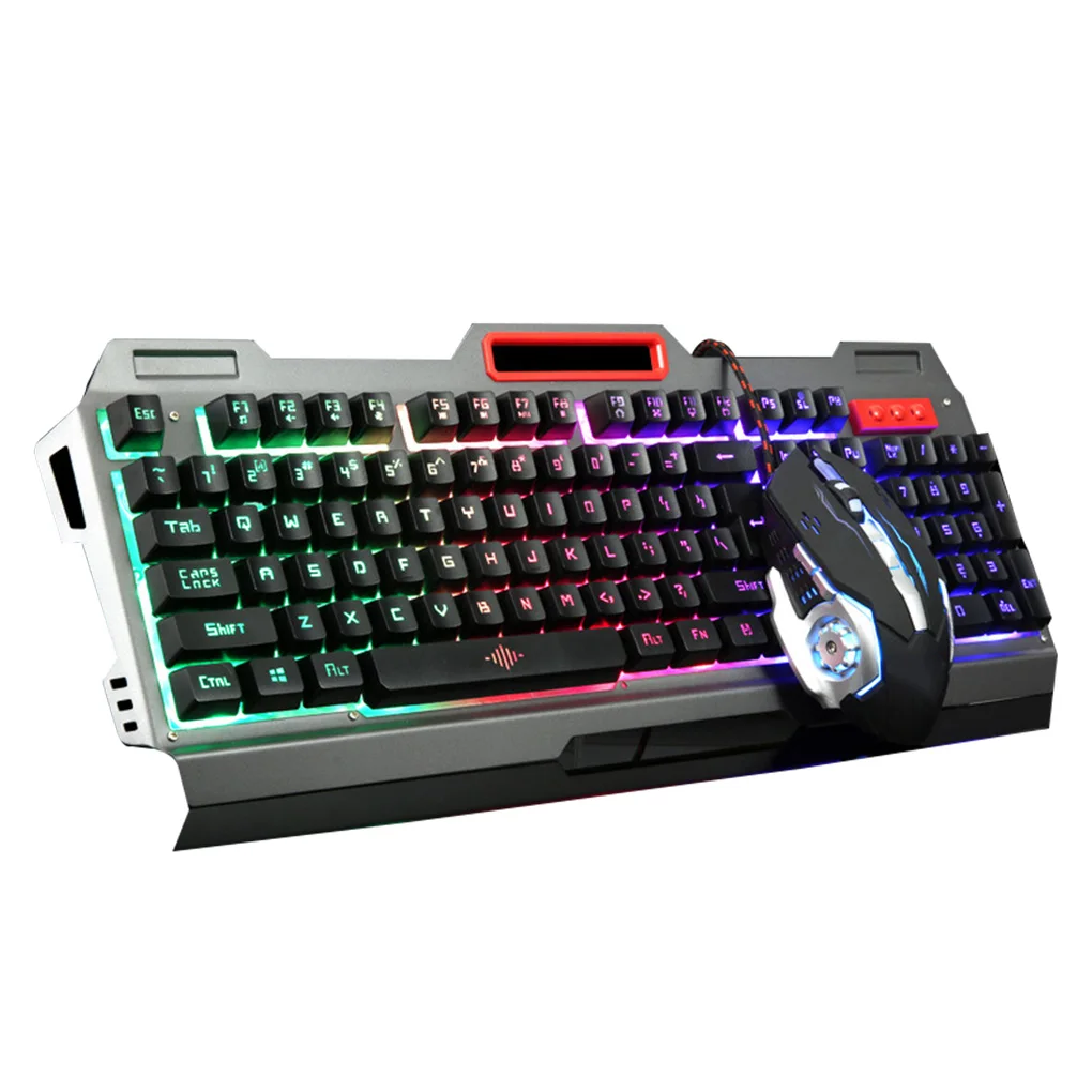

3D Buttons RGB Backlight Keyboard Mouse Kit USB Wired Mechanical Touching Gaming Keyboard Mouse Combo Computer Keypad Mice Set