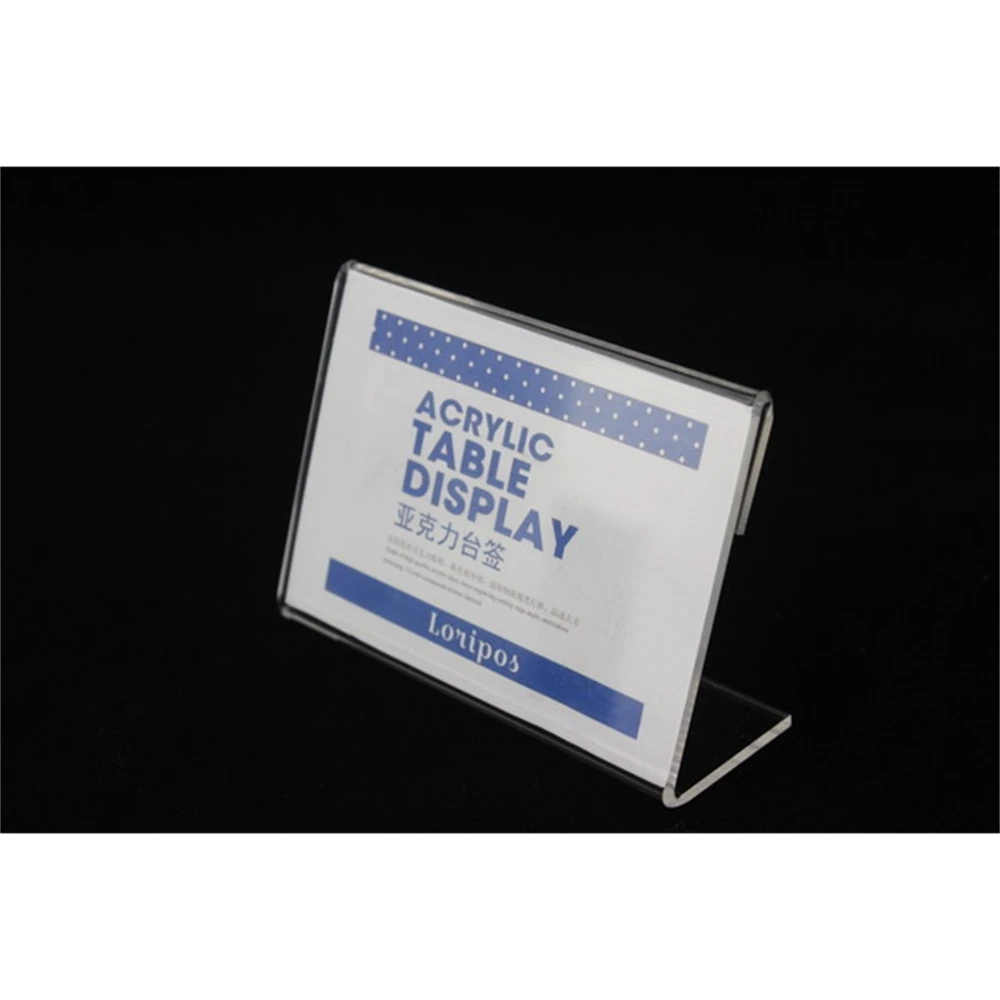 Transparent L Acrylic Sign Display Paper Promotion Card Table Label