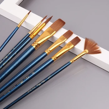 

7Pcs/set Hair Nylon Oil Painting Brush Artist Watercolor Brush Pro Art Supplies