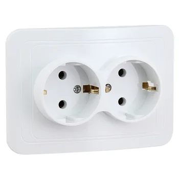 

Wall Power Dual EU Socket Plug,16A 250V EU Standard Electrical Double Outlet Switch 172mm*86mm,Tempered glass panel