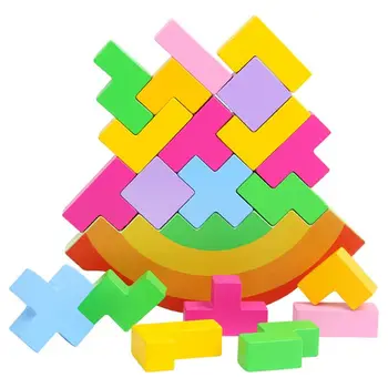

Tetris Building Blocks Balance Kindergarten Table Games Kids Baby Toy Gifts Cognitive Color Swing Stacking Block