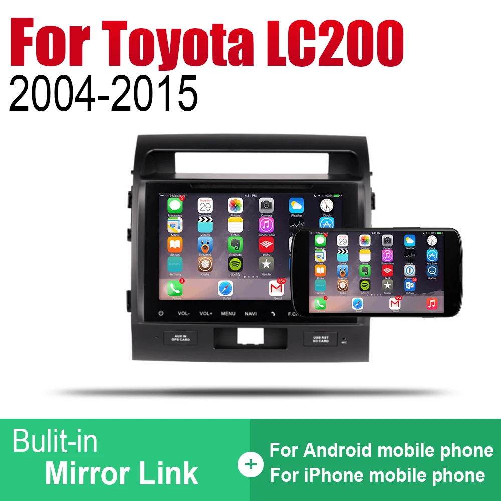Автомагнитола ZaiXi 2 Din автомобильный DVD на основе Android для Toyota Land Cruiser LC200 2004 ~ 2015 GPS