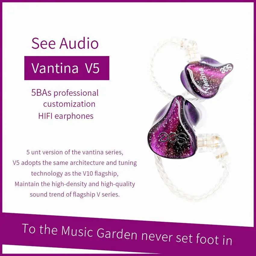 SeeAudio Vantina5 V5 5BA 5 Knowles Balanced Armature Tuning Customize HIFI Music Monitor DJ Studio Audiophile Earbuds Earphones