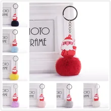 Шарик для волос брелок милый Рождественский Колокольчик для волос кулон для женщин Санта Клаус рождественское кольцо держатель помпоны брелки