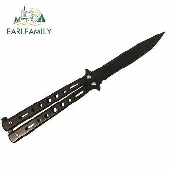 

EARLFAMILY 13cm x 8.9cm for Butterfly Knife Camper Truck Decal Personality Creative Car Stickers JDM Accessories Body for Car