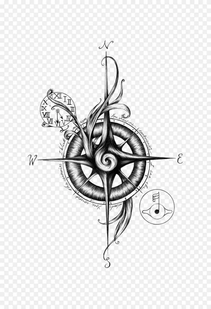 png水手纹身指南针航海明星闪光复古罗盘图片