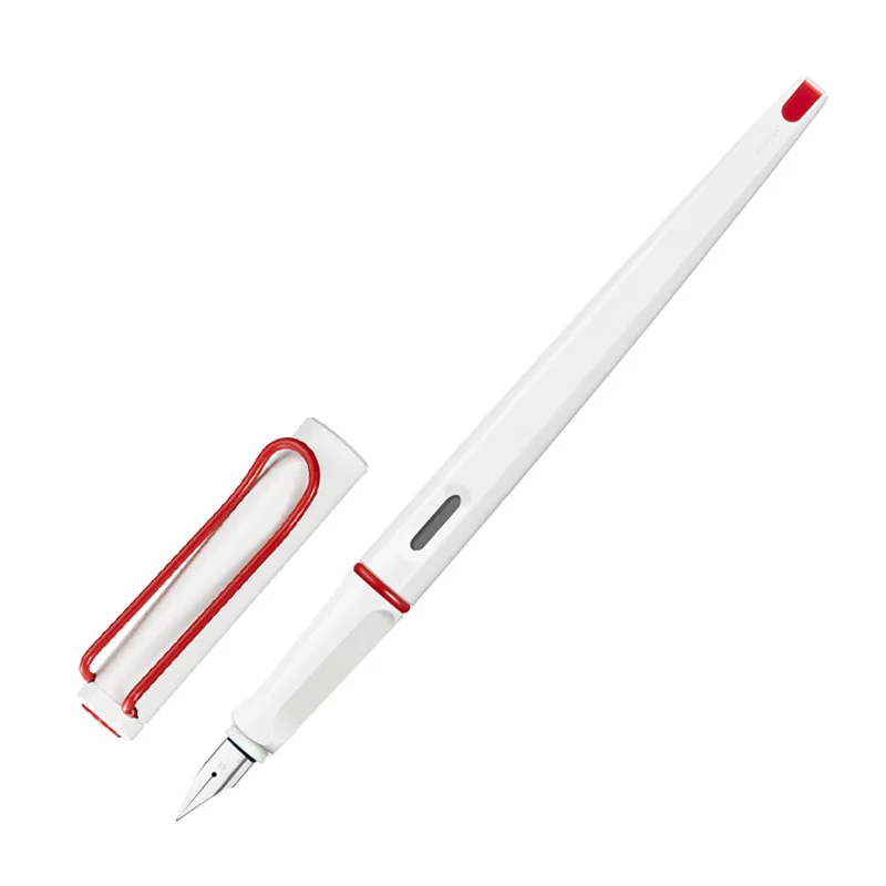 2pcs classic straight link long Fountain pen Red Big Clip Plastic white EF nib Ink Pens for Writing Office Supplies Stationery | Канцтовары