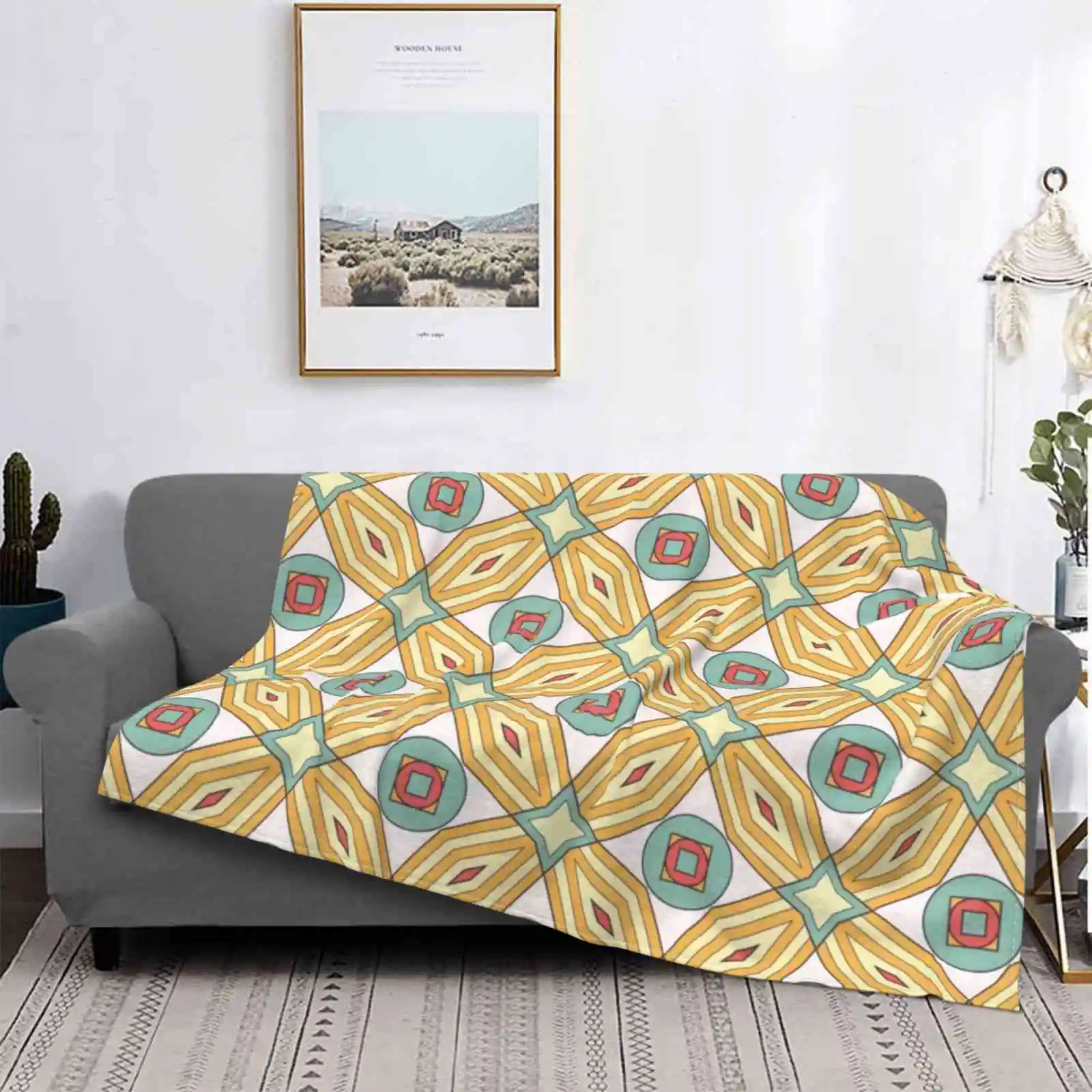 Luxury Ornamental Pattern Latest Super Soft Warm Light Thin Blanket Pine Watercolor Bright | Дом и сад